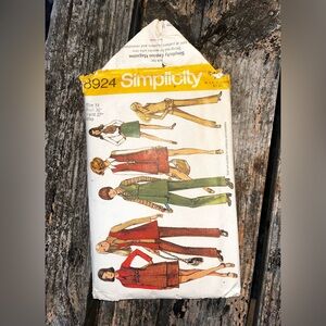 SIMPLICITY VINTAGE 8924 MISSES JUNIORS 14 WOMENS CLOTHING PATTERNS